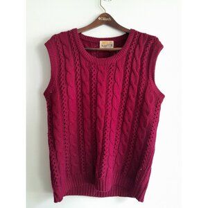 Vtg Chunky Cable Knit Oversized Wool Size Large Preppy Academia Grandpa Sweater